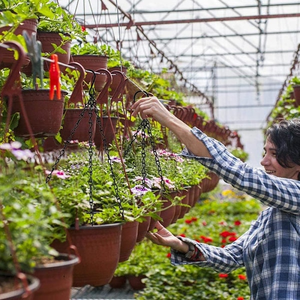 6 stk. Planteophæng, Metal Kædeophæng, Ophængskæde, med S-krog, til Ophængning af Plantepotter, Fuglefoderautomater, Blomsterpotter, Fuglebur (Sort)