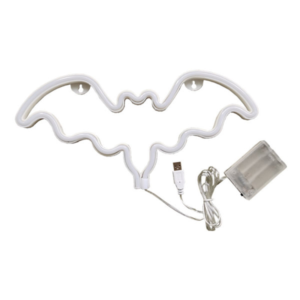Bat Neon Halloween Natlys, LED Neon Bat Form Gotisk Lys til Væg, Ferie, Fest Teen Soveværelse, Juledekoration - Bat (Varm Hvid)