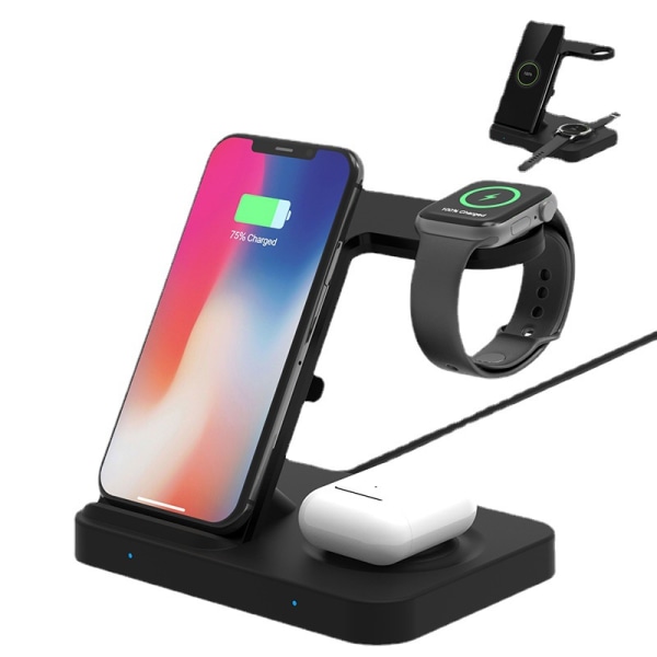 F16 Vertikal Trådlös Laddare - Lämplig för Apple Watch Hörlurar Mobil Trådlös Laddning Snabbladdning 3-i-1