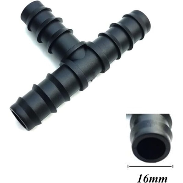 20 stk. Slangekoblinger for 16 mm vanningssystem T-stykke, 16 mm vanningsfittings T-stykker for slange, Slangekoblingssortiment Hagevanning Rør Inn
