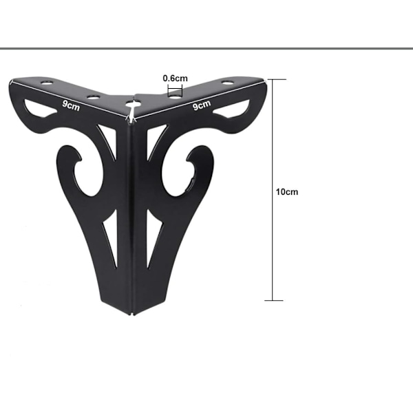 Set med 4 svarta metallbordsben (10 cm höga) för moderna möbler soffa ben ersättning triangulära bordsben med skruvar för DIY-projekt, soffor, ta