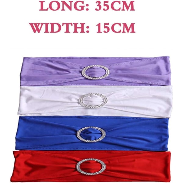 Elastisk stoltrekk med spenne, for bryllup, stol sløyfe Lycra, polyester og spandex., Rosa, 10 stk