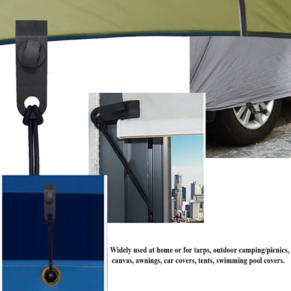 Sæt med 20 robuste presenningsclips - Teltclips til presenning med elastisk kugle til markise, overdækninger, pergola, lærredsbetræk, udendørs camping