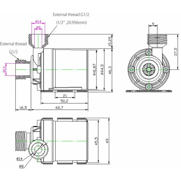 Ultra Tyst Mini DC 12V Borstlös Motor Dränkbar Vattenpump Lyft 5M 800L/H