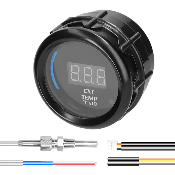 52 mm avgastemperaturmätare, digital LED-display för EGT-bil utomhus (40-120) ℃ x10 med bilsensorfunktion, lastbil, motorcykel