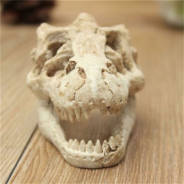 Dekorationsakvarium akvariedekoration harpiks simulation dinosaur hoved deco akvarium til fisk firben krybdyr skjul hule dekoration til akvarium
