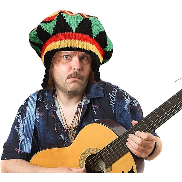 Rasta-hat med sorte dreadlocks - Jamaicansk dreadlocks-paryk - Rasta-hue