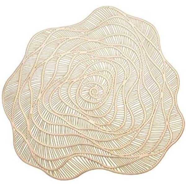 Set of 4 PVC Placemats Washable Non-Slip Heat Resistant Roses Gold