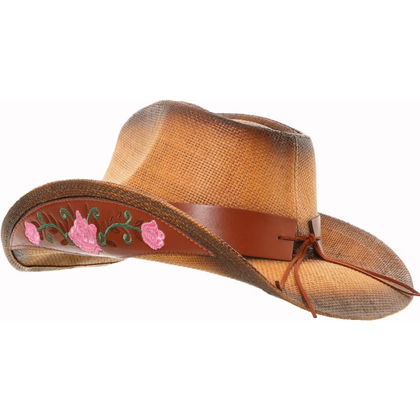 Outback Cowboy Hat Menn Kvinner Klassisk Halm Western Cowgirl Hat