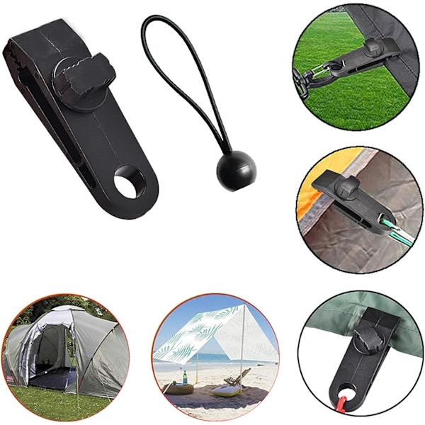 10 set Tarp Clip tält Tarp Clips Låsgrepp solskyddsklämmor, tältklämma tillbehör, boll bungee-snören, för tält, överdrag, solskydd, banderoller, boa