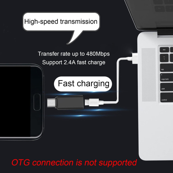 2 stycken USB C-adapter, Micro USB till USB C-adapter, USB C till Micr