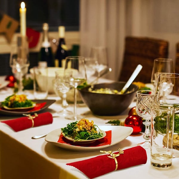 12 stk. Julehjorte Servietringe, Guld Hjorte Servietholder Hjorte Servietklemmer til Thanksgiving Fest Ferie Bryllup Borddekoration