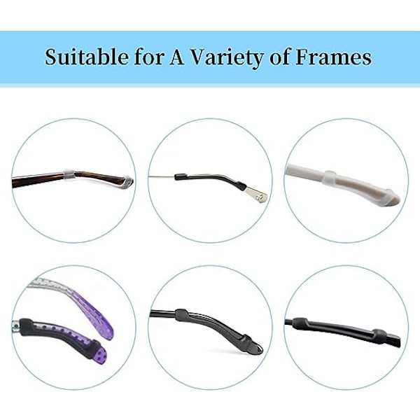 6 par Anti-Skli Silikon Tempel Deksel for Brille Templer, Anti-Skli Brille Tempel Deksel for Brille Pads, Brille Holder Briller Øre Kroker