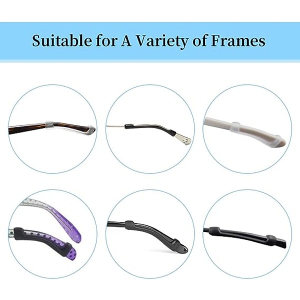 6 par Anti-Slip silikontempelskydd för glasögontemplar, ej