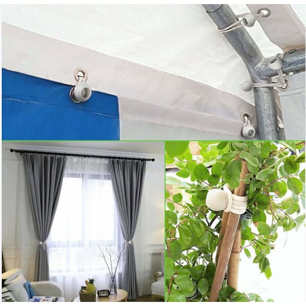20 st Tarp Spännare Boll Bungee Bungee Bungee Gummi Spännare för Banner, Tarp, Paviljong, Tält, Gardiner, Förlängningssladd, Tarpstöd Vit