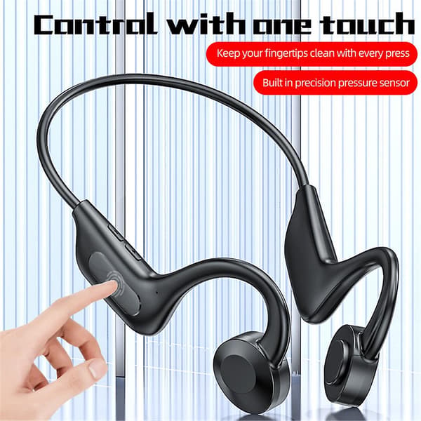 Bone Conduction Trådløse Øretelefoner Bluetooth Hodetelefoner Sport Vanntett Headset（hvit）
