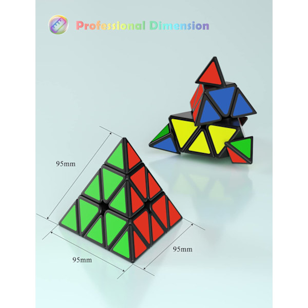 3x3x3 Pyramid Magic Speed Cube Triangle 3D Pusselkub Svart för Barn och Vuxna