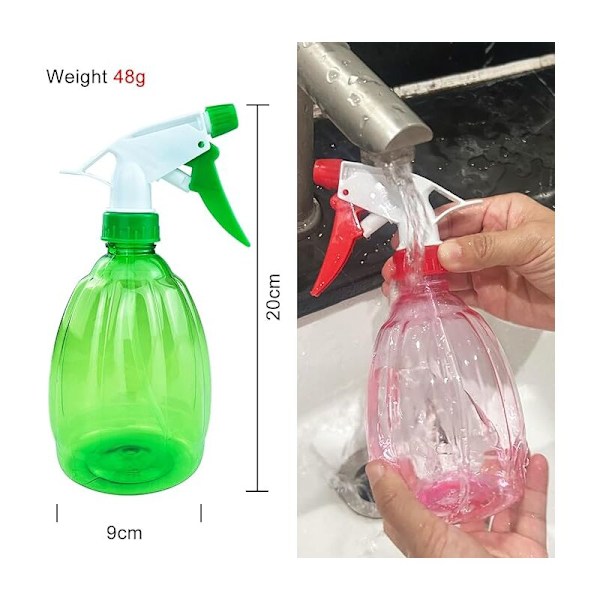 Pakke med 500 ml farverige klare sprayflasker, genanvendelig tom sprayflaske med trigger, 2 indstillinger sprayflaske, til husholdning, rengøring, have