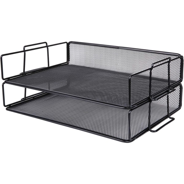 2 stk. brevbakker/stabelbare metalnetbakker til skrivebord/multifunktionel arrangør/filholder til kontor,