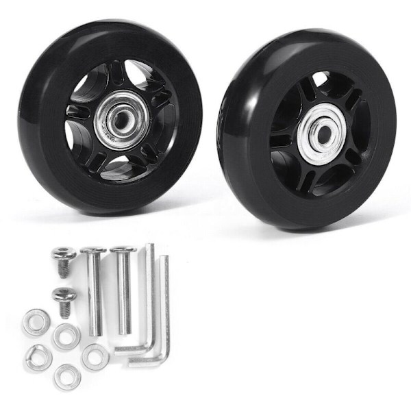 Et par universelle kufferthjul til slidstærk gummi, multidirektionel, skarp rystelse, kuffertbagage, reduktionshjul reparation 70 mm x 19 mm, 2 dele