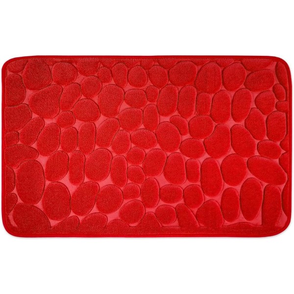 Halkfri Memory Foam Badmatta - Badmatta 50 x 80 cm - Röd