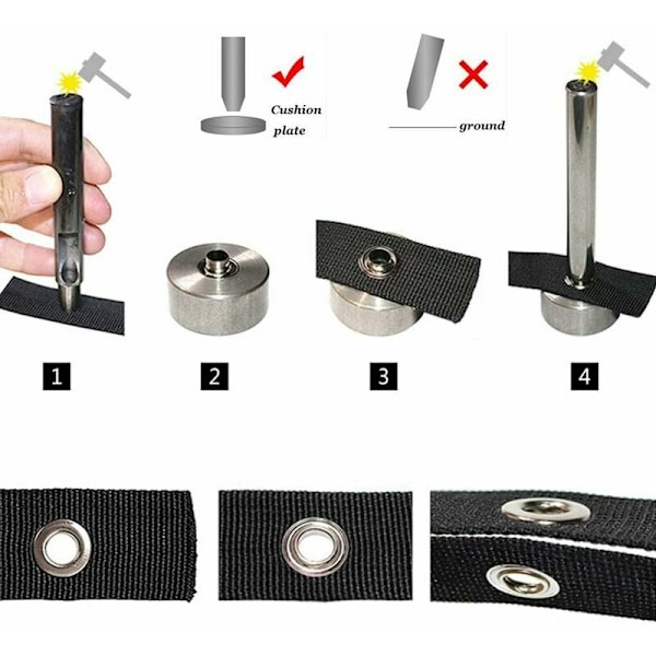 Ieuillets Kit, 100 öljetter set 12 mm öljetter, presenningsreparationskit, med 3 st grommet öljetter verktyg Kit för presenning, tyg, gardiner (guld),