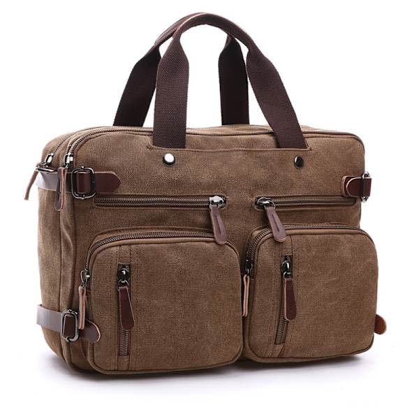 Lækker canvas taske, forretningstaske, bærbar crossbody rygsæk, tre-vejs taske, stor størrelse kan rumme 17-tommer computer taske