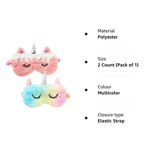 2-pack Unicorn Kids Sleep Eye Mask Söt 3D djurögonmask plysch