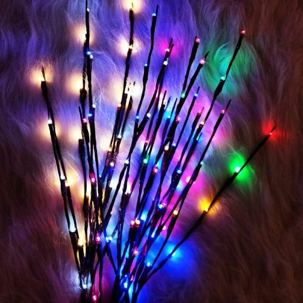 Julekrans 73cm LED-grener Dekorative batteridrevne lys 29 tommer 20 LED-lys (Branches Light) (Flerfarget) Jul