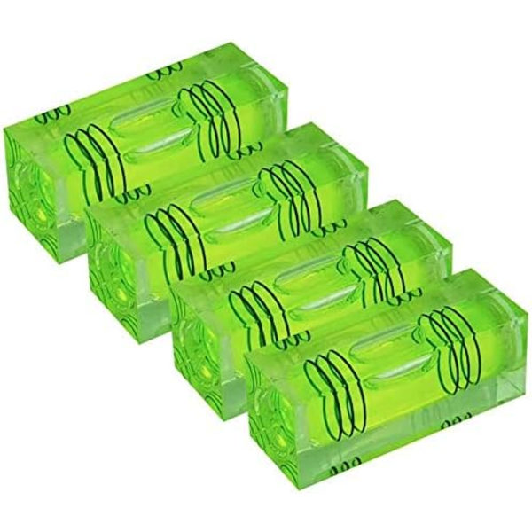 Sett med 4 mini trelinjers høy presisjons vater - 40 x 15 x 15 mm - Grønn