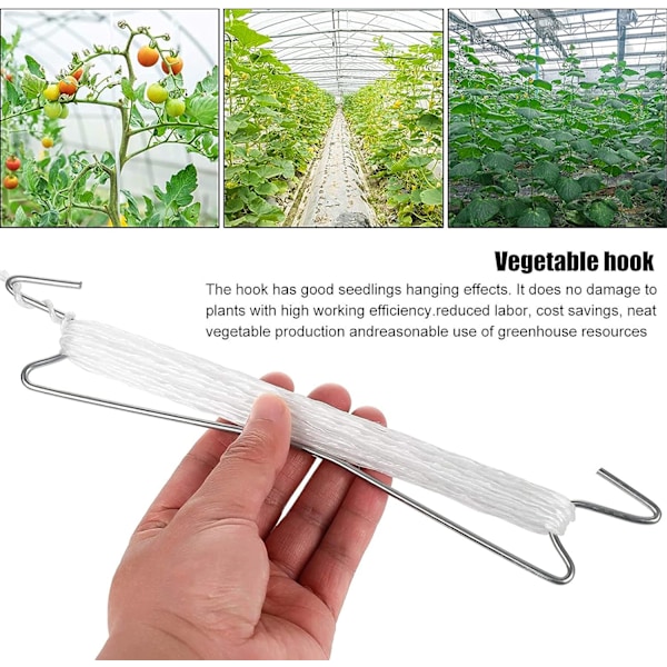 (Hvid) Tomatholder Krog, 15 Stykker Tomatreb Krog Holder med 10m Reb og 15 Stykker Holder Clips, Have Tomatkrog til Have, Blomster, Vege