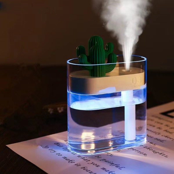 Luftfugter 160ml Luftfugter Klar kaktusfarve Lys USB æterisk olie diffuser Bilrenser Aroma Mist Maker Diffusor