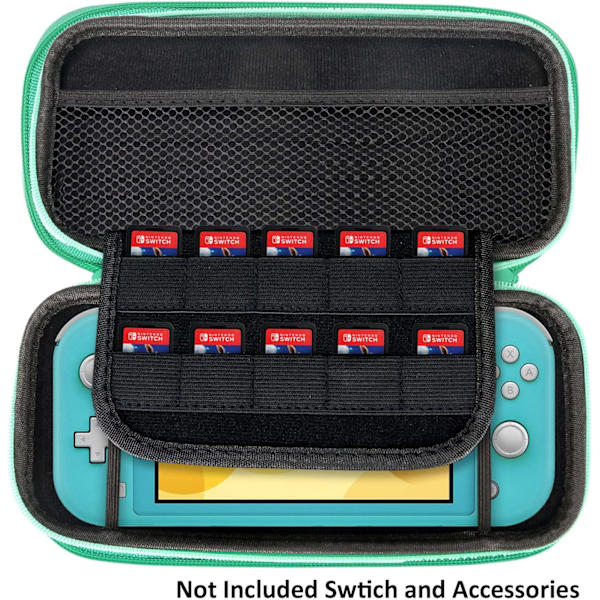 Vihreä - 1 kpl Nintendo Switch -järjestäjä (ilman konsolia) 10 pelikorttipaikkaa suojaavassa PU-kotelossa Nintendo Switchille ja lisävarusteille.