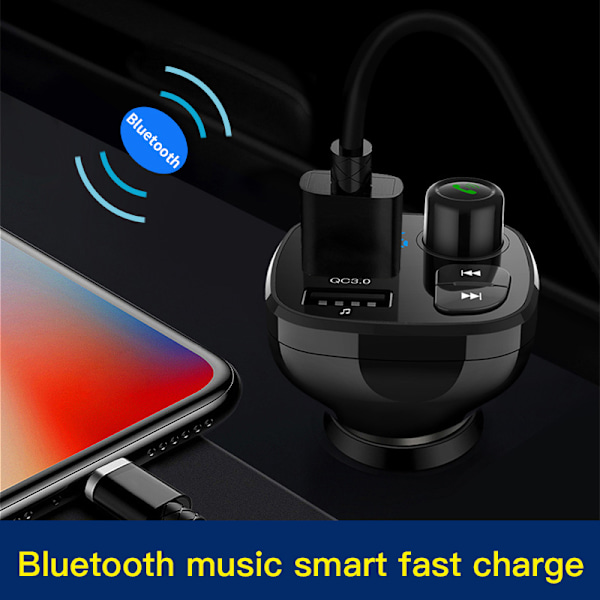 Bil MP3 Bluetooth Billader QC3.0 Hurtiglading Spenningsdeteksjon Bluetooth-mottaker FM-sender