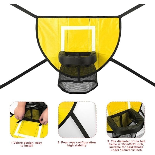 Trampolin Basketbollkorg Tillbehörsset med 3 Mini Basketbollar och 1 Pump, Vattentäta Basketbollspel Tillbehör för Alla Åldrar (Gul)