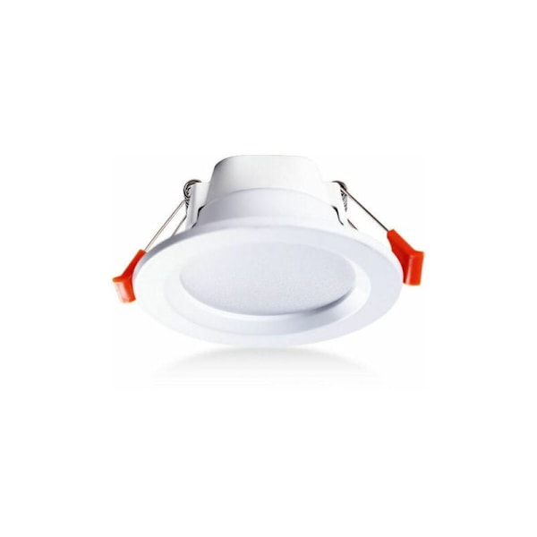 Set med 4 vattentäta IP65 infällda spotlights, 5 W, varmvit, tillverkade av plast.