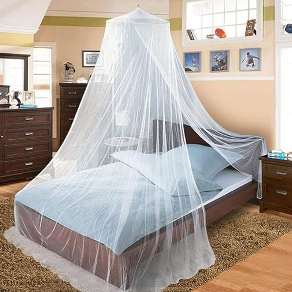 Myggenet seng baldakin net [hvid, størrelse 60 * 230 * 1050CM], cirkulær kuppel myggenet soveværelse have camping hængende gardin net baby/single/king