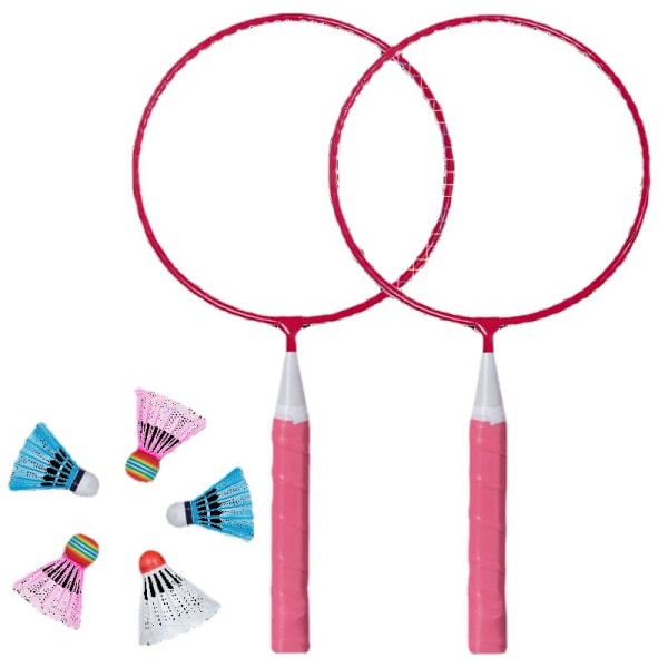Junior badmintonsett, for barn, 2 forkortede racketer 44 cm, 2
