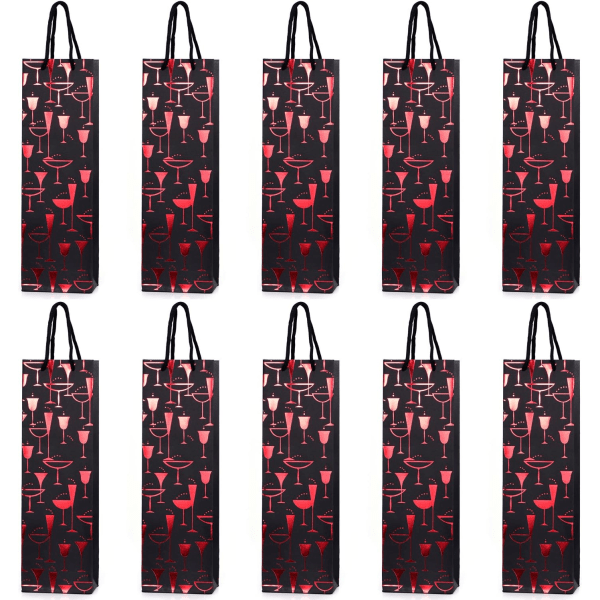 10 flaskkassar presentpåsar för vin, prosecco och champagne 35 x 11x 9 cm - silhuett