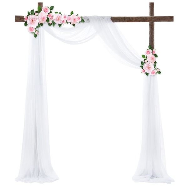 hvide gennemsigtige gardiner til bryllupsbuedekoration
