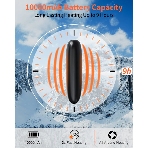 Håndvarmer 10000mAh Genopladelig Bærbar Powerbank Genanvendelig Lomme Håndvarmer Dobbeltsidet Opvarmning 3 Niveauer 9 Timers Langvarig Elektrisk Hånd W