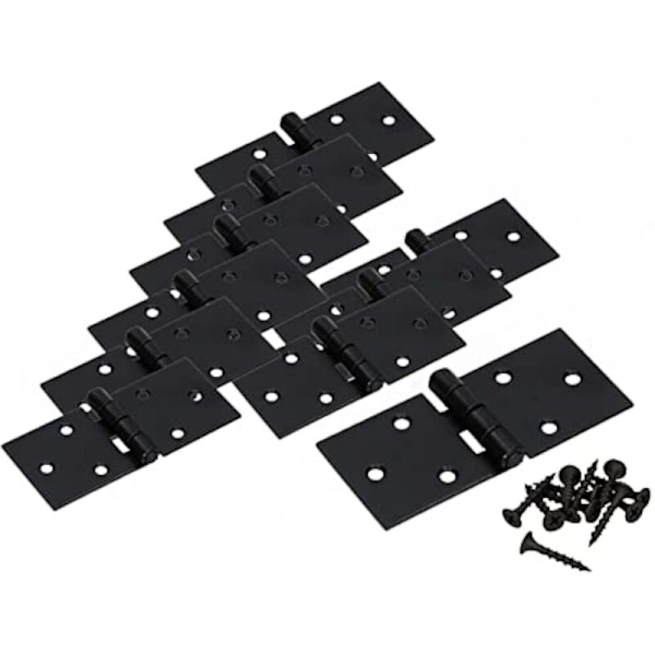 Set med 10 bandgångjärn för lådor - 60 x 37 mm - svart - rullade - möbelgångjärn - robusta