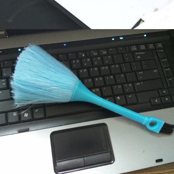 Blå - Mikrofiber støvbørste Fin børste til rengøring af tastaturer Antistatisk børste i begge ender til rengøring af askepulver - 1 stk