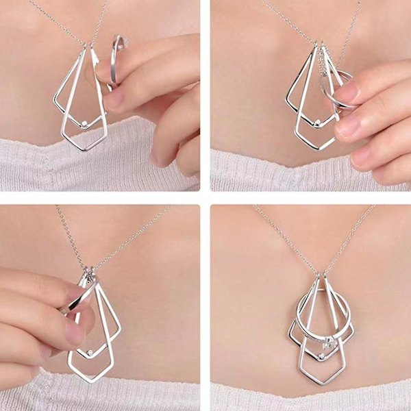 Silver Ring Holder Halsband Keeper Hänge Smycken För Kvinnor Fru Flickvän