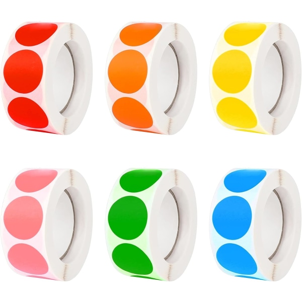 3000 stk Selvklæbende runde klistermærker Rund etiket farve klistermærke Se