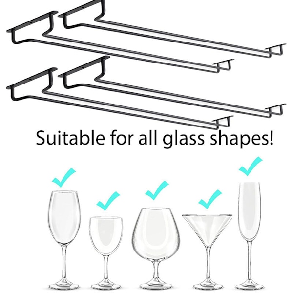 Set med 4 ställ för vinglas under 40 cm skåp - Metallställ för vinglas - Ställ för vinglas - för minibar, köksförvaring