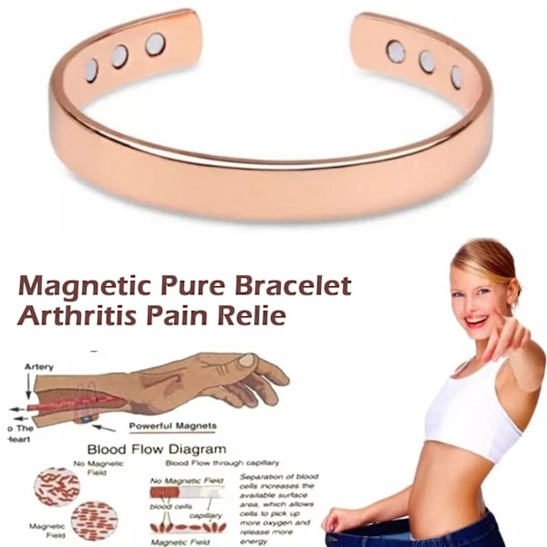 Magnetiskt Armband i Rent Koppar för Artrit Smärtlindring 9U8R