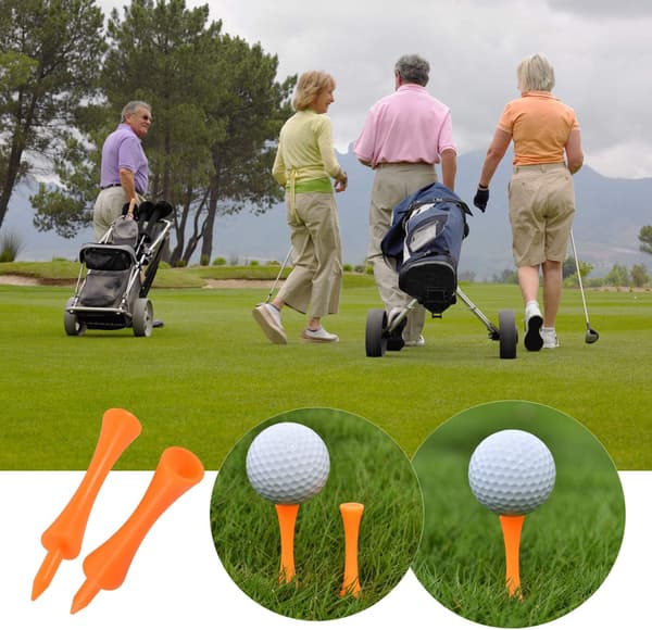 100 st 70 mm orange plastgolftee, hållbara slottgolftee, för golfdrivare, golfmattor och plastgolfbollar