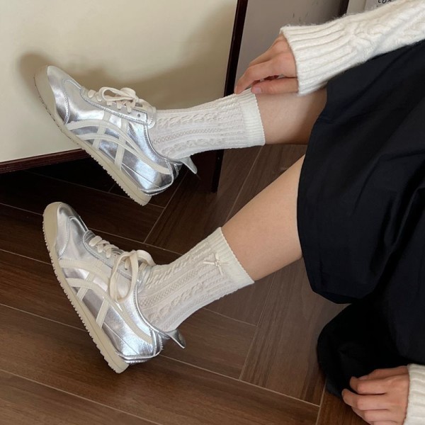 5 par mångsidiga retro-stil bomullssockor, rutiga mid-calf strumpor, höst och vinter tecknade strumpor