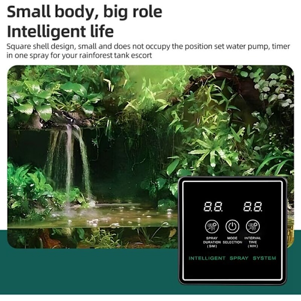 Smart Munstycke, Automatiskt Cirkulationsdimspraysystem, Minne vid Strömavbrott, 360 Graders Justerbart Munstycke, Touchskärm 5m + 2 Munstycken (Svart)